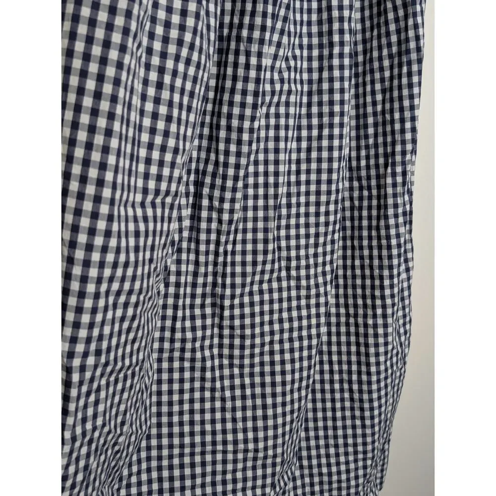J.Crew Gingham Smocked Cotton Midi Dress M Navy White Cottagecore Summer Picnic